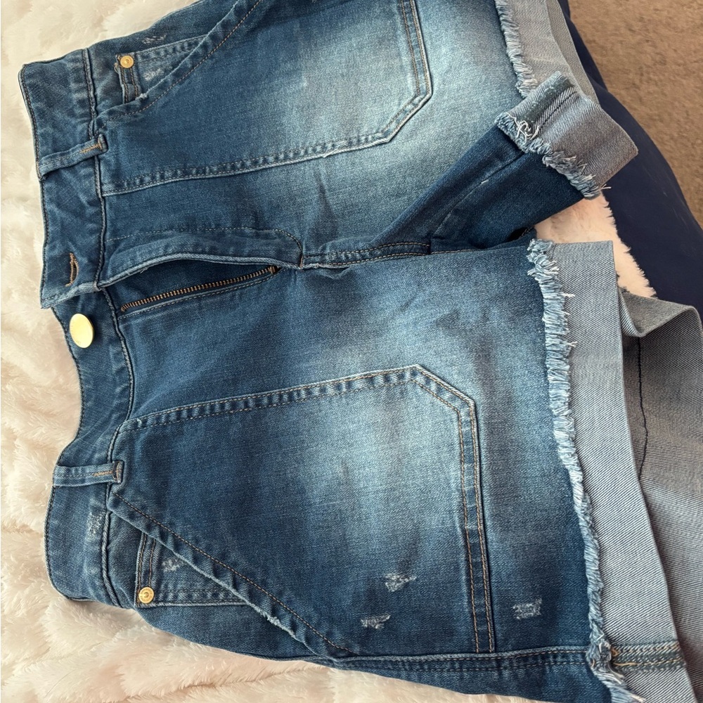 Democracy Distressed Blue Denim Shorts